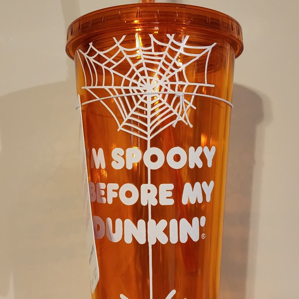 Dunkin Donuts I’m Spooky Tumbler, Cup, Glow In The Dark, Halloween 2022, Orange